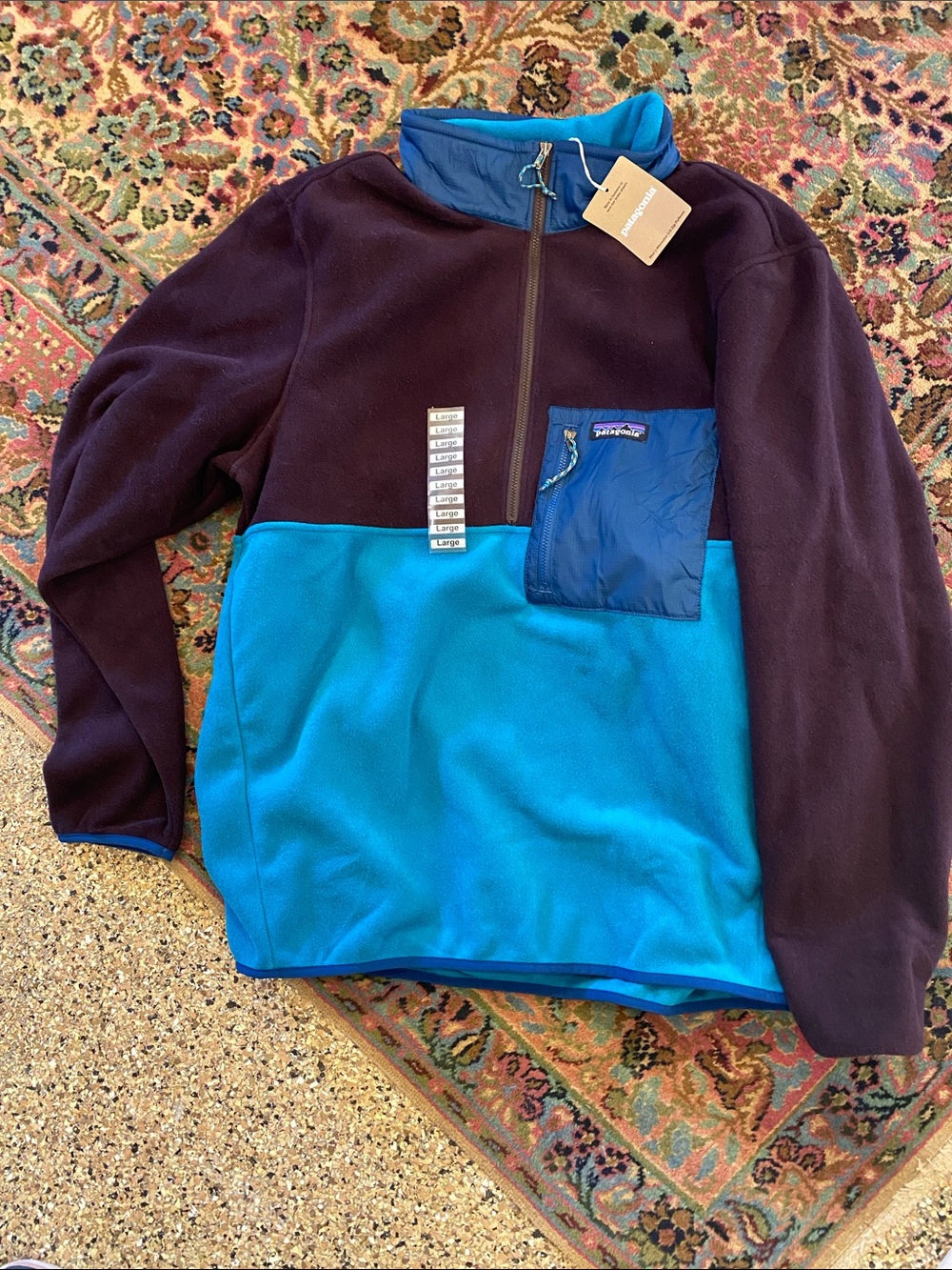 Patagonia M’s Colorblock Half-Zip Fleece Pullover - Teal & Deep Purple